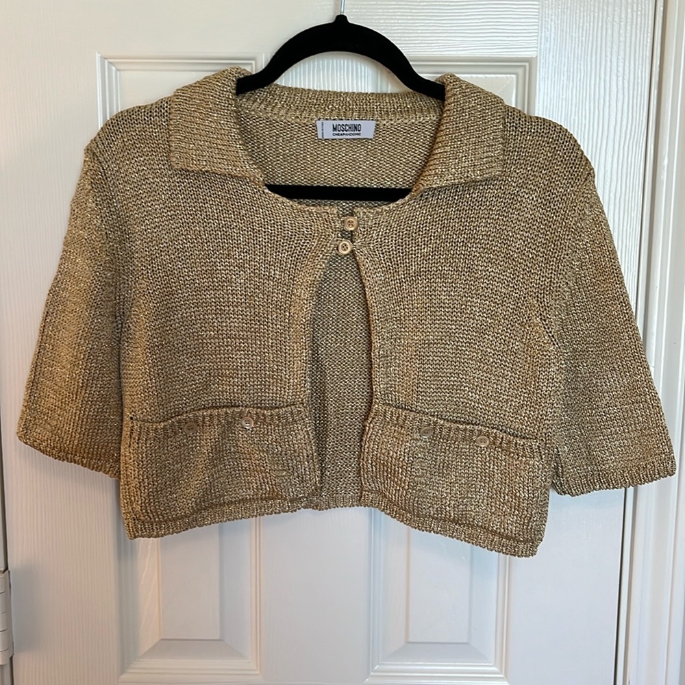 Moschino Gold Lame Bolero Sweater
